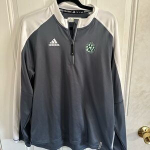 Adidas Gray & White Quarter-Zip Pullover with Green NW MO State Logo